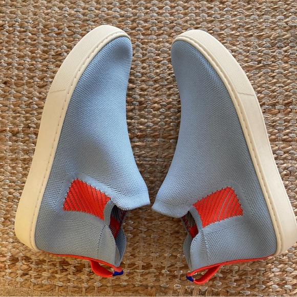 Rothy's Chelsea High Top Boot Size 8 Sneakers Shoes Artic Blue / Orange - Picture 3 of 10